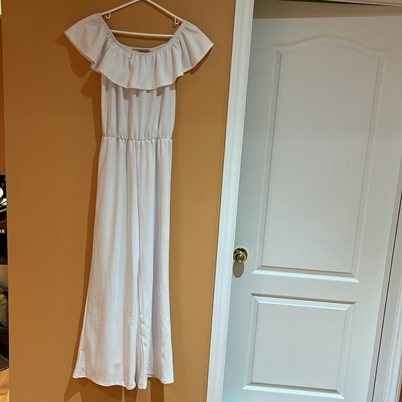 White Ruffle Jumpsuit - Picture 3 of 8